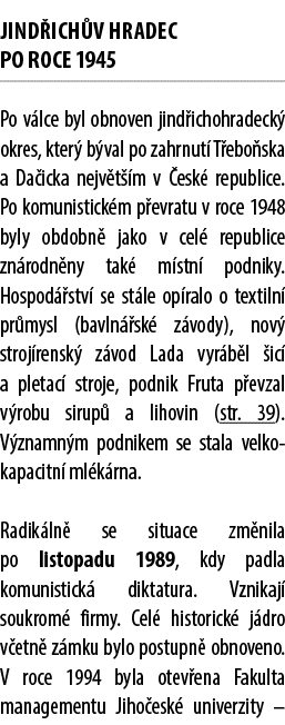 Jind ich v Hradec po roce 1945 Po v lce byl obnoven jind ichohradeck okres, kter  b val po zahrnut  T ebo ska a Da i...